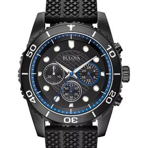 Bulova Men's Sport Chronograph Quartz Black Watch 43MM 98A211